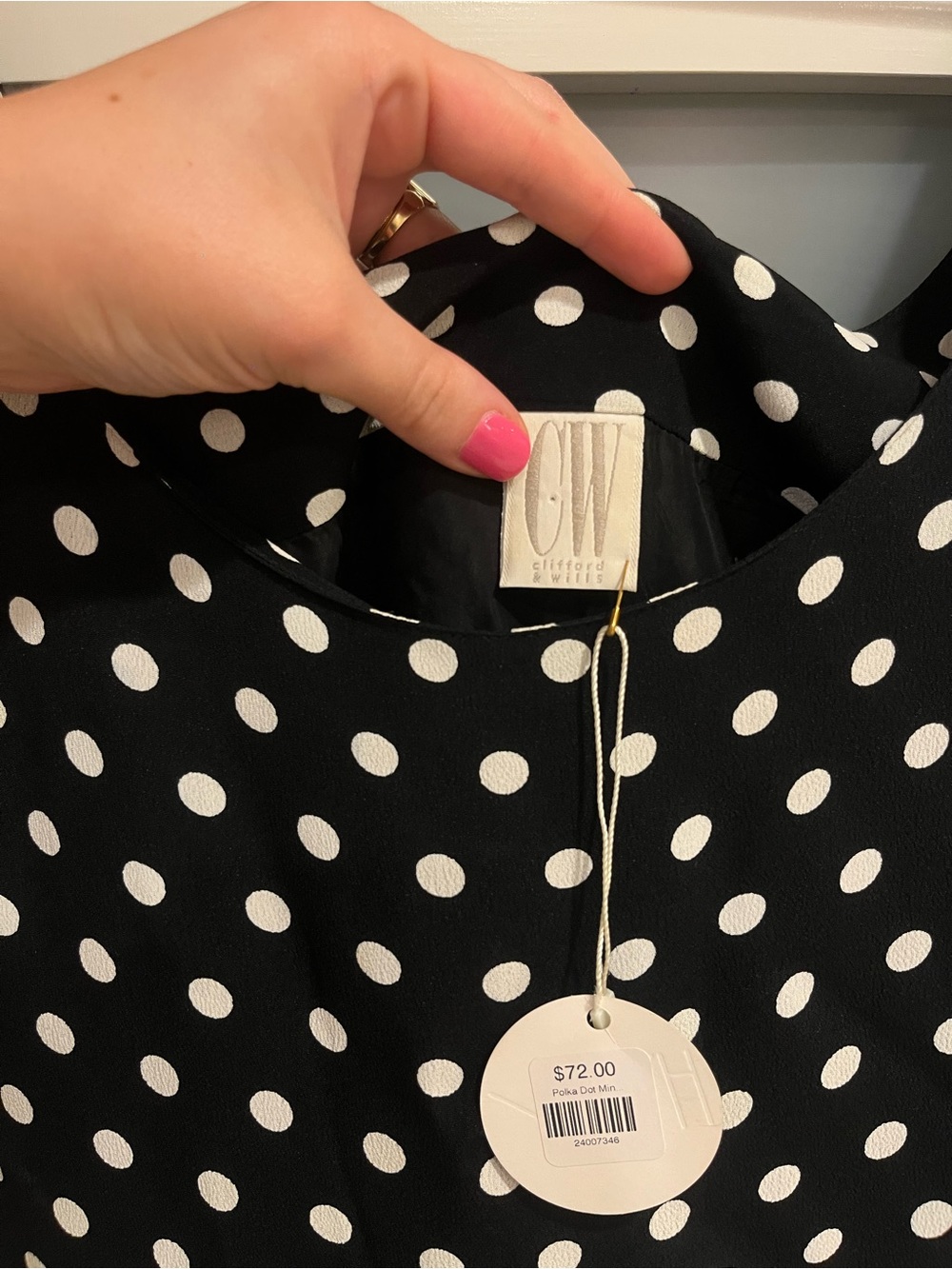 Clifford & Wills Vintage Black and White Polka Dot Dress - Picture 2 of 5